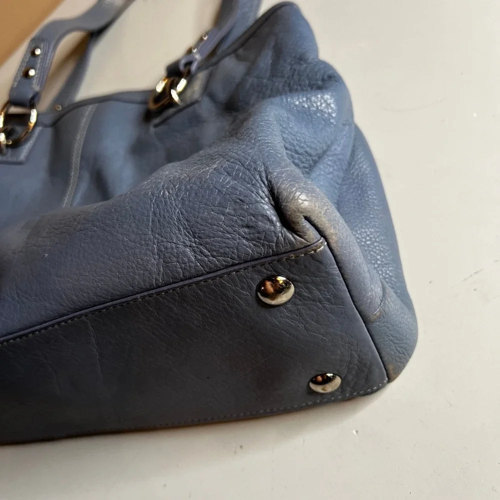 Coach Penelope Shopper Blue‎ Grey Leather Tote Shoulder Bag F19044